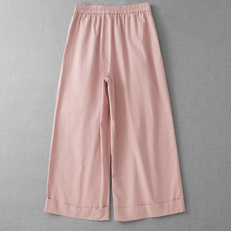 Pantaloni larghi da donna Buddha Stones, casual, in poliestere tinta unita, con tasche, lunghezza 7-8 - Image 2