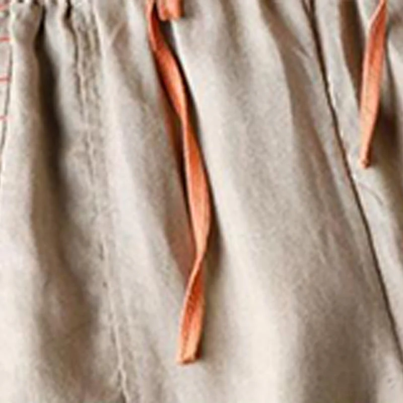 Pantaloni larghi da donna con tasche e orlo a fessura in cotone Buddha Stones, lunghezza 7-8 - Image 9