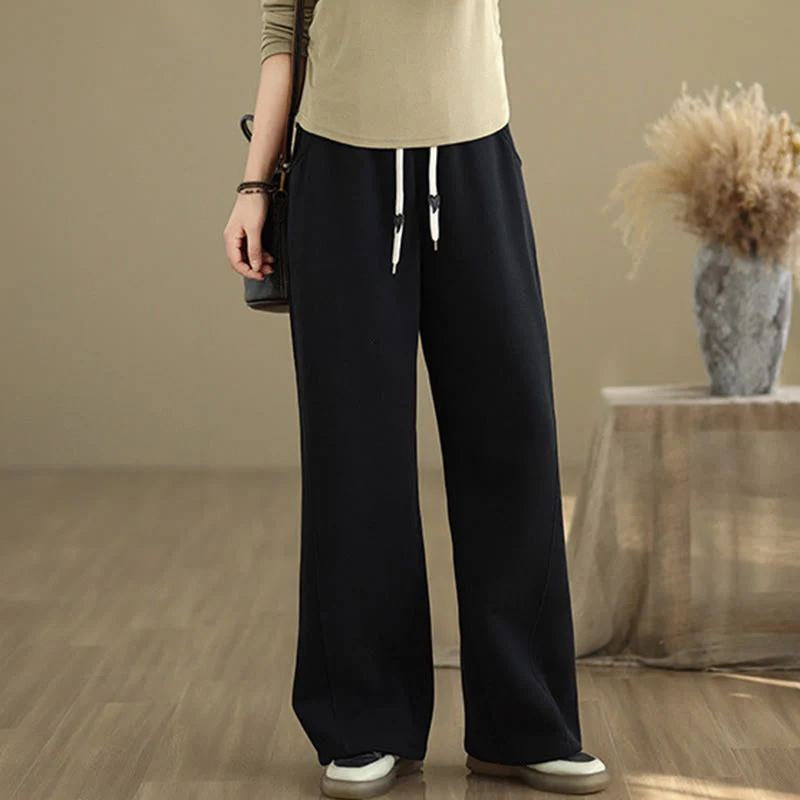 Pantaloni larghi da donna con coulisse e tasche, tinta unita, motivo Buddha Stones - Image 10