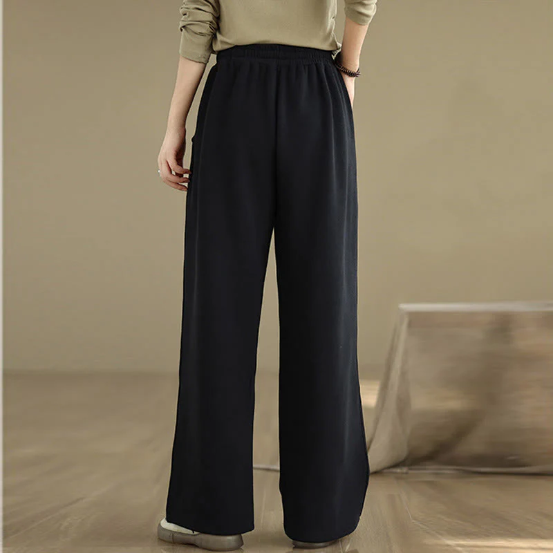 Pantaloni larghi da donna con coulisse e tasche, tinta unita, motivo Buddha Stones - Image 12