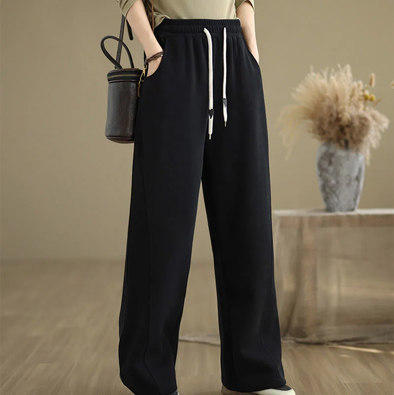 Pantaloni larghi da donna con coulisse e tasche, tinta unita, motivo Buddha Stones - Image 13