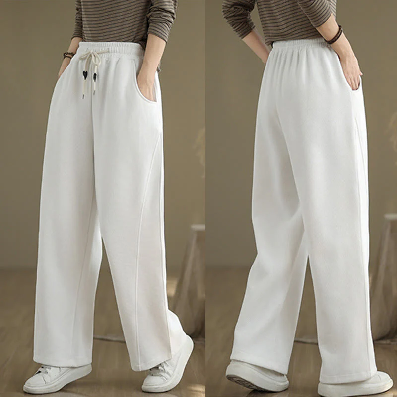 Pantaloni larghi da donna con coulisse e tasche, tinta unita, motivo Buddha Stones - Image 18