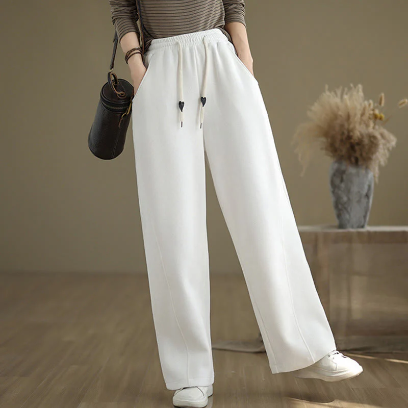 Pantaloni larghi da donna con coulisse e tasche, tinta unita, motivo Buddha Stones - Image 19