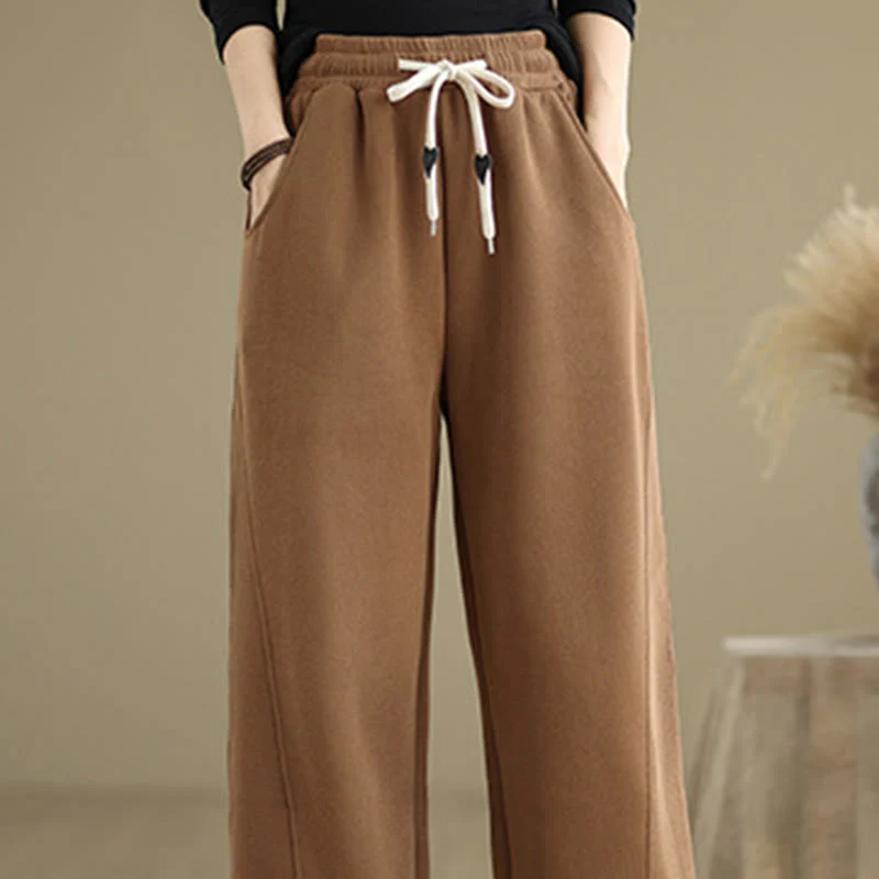 Pantaloni larghi da donna con coulisse e tasche, tinta unita, motivo Buddha Stones - Image 6