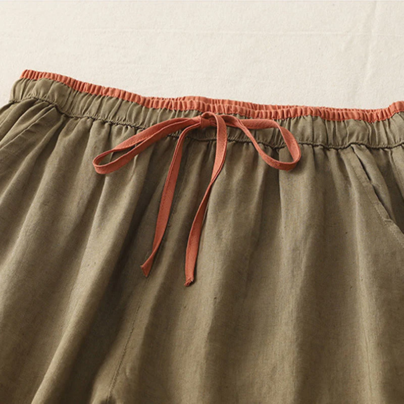 Pantaloni larghi da donna in cotone con coulisse, stile casual, motivo Buddha Stones, con tasche e blocchi di colore - Image 3