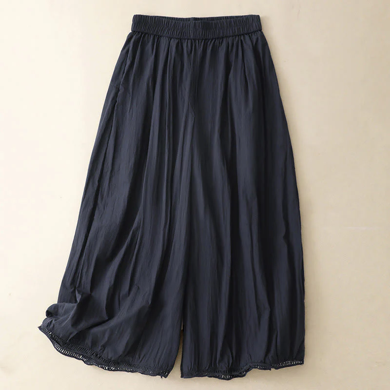 Pantaloni larghi da donna in cotone con orlo cavo, lunghezza 7-8, con tasche, modello Buddha Stones - Image 17