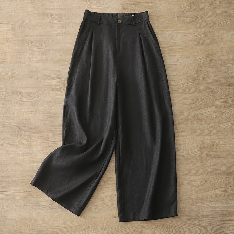 Pantaloni larghi da donna in cotone con tasche e cerniera, stile retrò casual Buddha Stones - Image 16