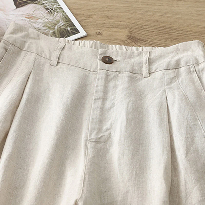 Pantaloni larghi da donna in cotone con tasche e cerniera, stile retrò casual Buddha Stones - Image 2