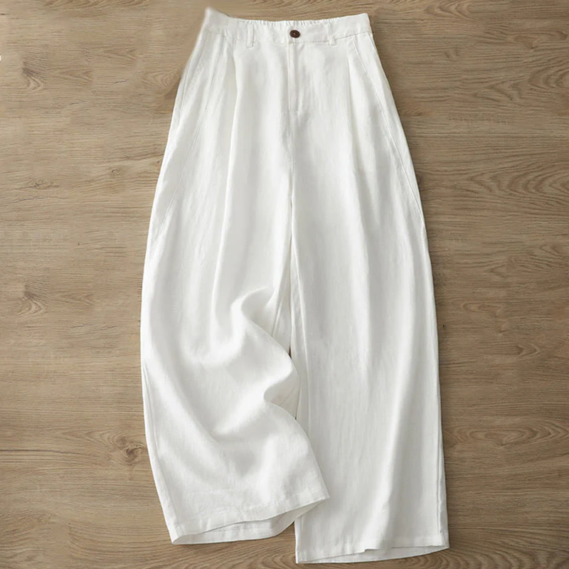 Pantaloni larghi da donna in cotone con tasche e cerniera, stile retrò casual Buddha Stones - Image 6