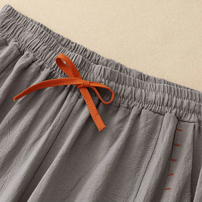 Pantaloni larghi da donna in cotone con tasche, lunghezza 7-8, modello Buddha Stones, con spacchi laterali casual - Image 12