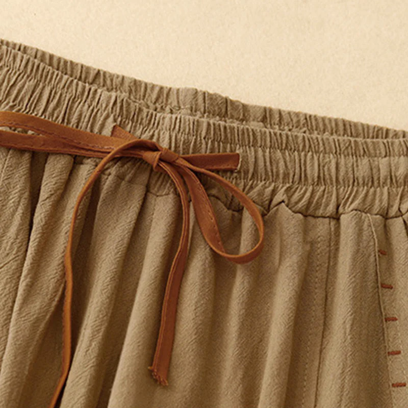 Pantaloni larghi da donna in cotone con tasche, lunghezza 7-8, modello Buddha Stones, con spacchi laterali casual - Image 2