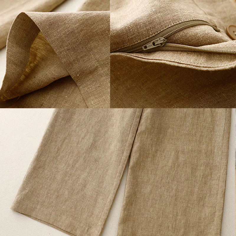 Pantaloni larghi da donna in cotone e lino, casual e semplici, con elastico in vita e tasche, modello Buddha Stones - Image 11