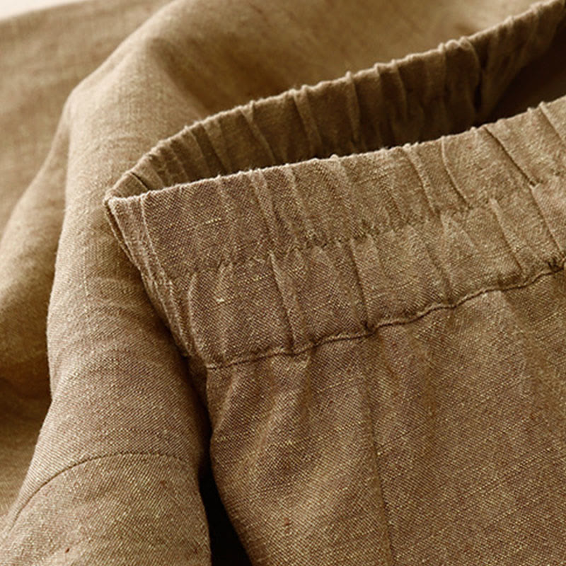Pantaloni larghi da donna in cotone e lino, casual e semplici, con elastico in vita e tasche, modello Buddha Stones - Image 12