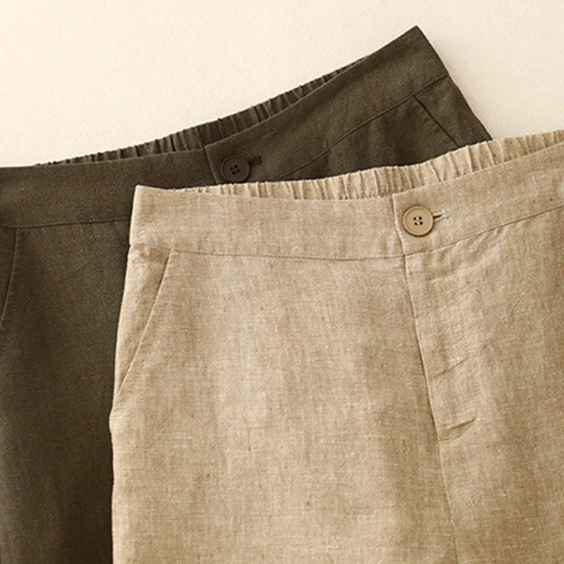 Pantaloni larghi da donna in cotone e lino, casual e semplici, con elastico in vita e tasche, modello Buddha Stones - Image 13