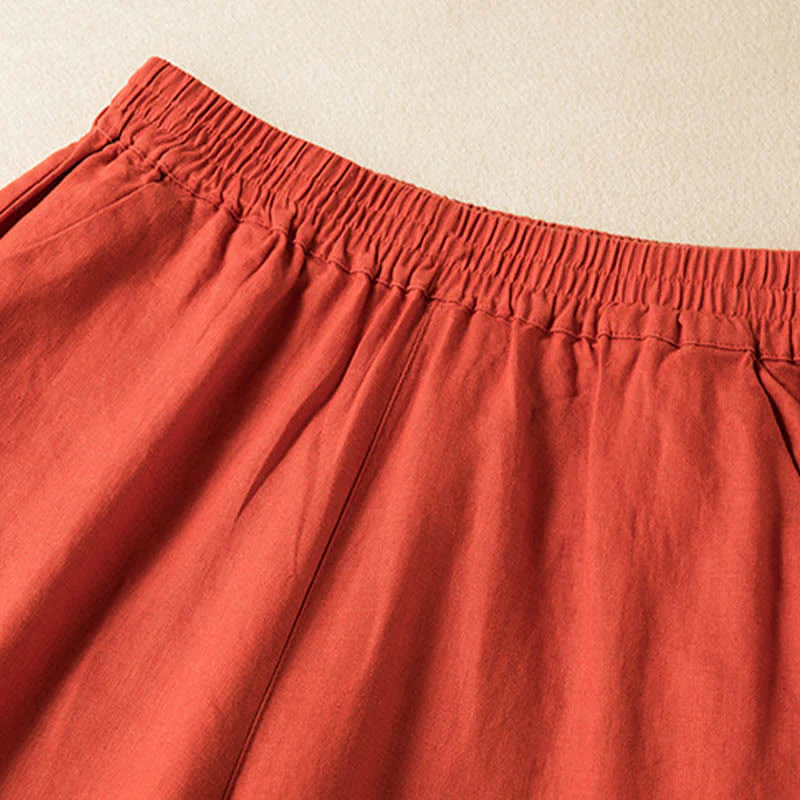 Pantaloni larghi da donna in cotone e lino, casual, tinta unita, con tasche, Buddha Stones - Image 8