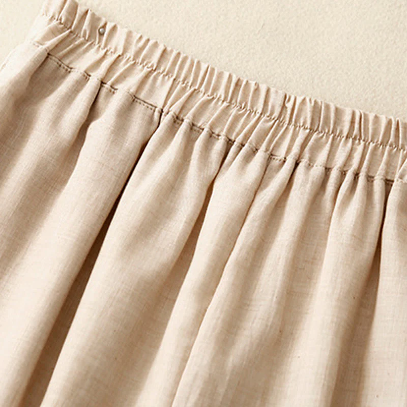 Pantaloni larghi da donna in cotone e lino con bottoni cinesi, tinta unita , Buddha Stones - Image 12