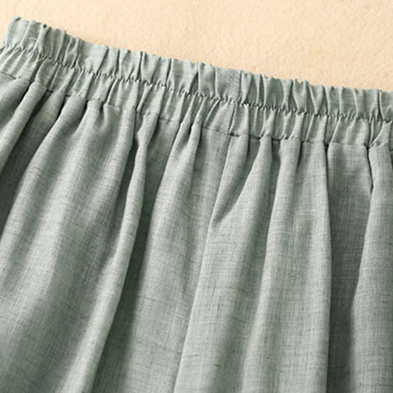 Pantaloni larghi da donna in cotone e lino con bottoni cinesi, tinta unita , Buddha Stones - Image 19