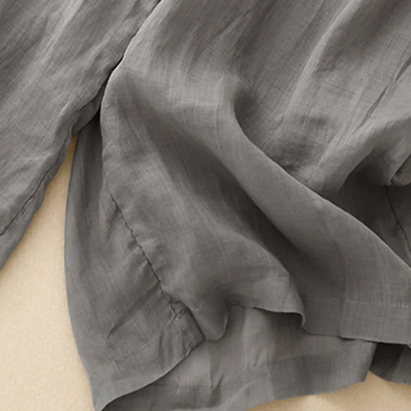 Pantaloni larghi da donna in cotone e lino con tasche, con elastico in vita e ricamo geometrico Buddha Stones - Image 11