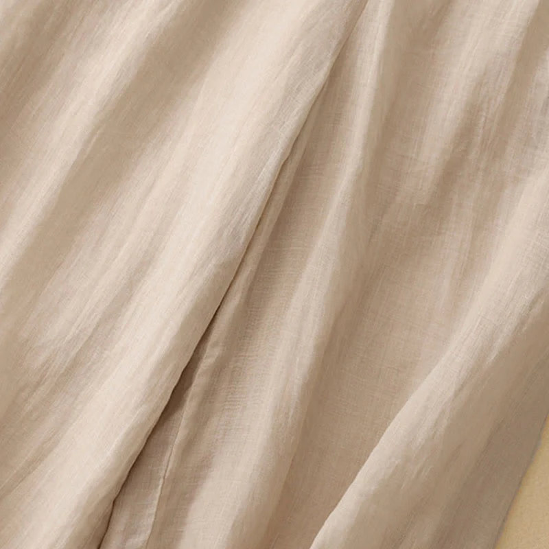 Pantaloni larghi da donna in cotone e lino con tasche, con elastico in vita e ricamo geometrico Buddha Stones - Image 17
