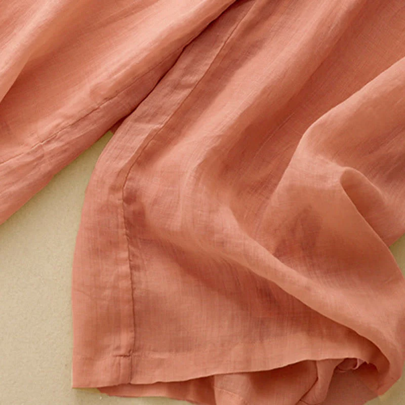 Pantaloni larghi da donna in cotone e lino con tasche, con elastico in vita e ricamo geometrico Buddha Stones - Image 5