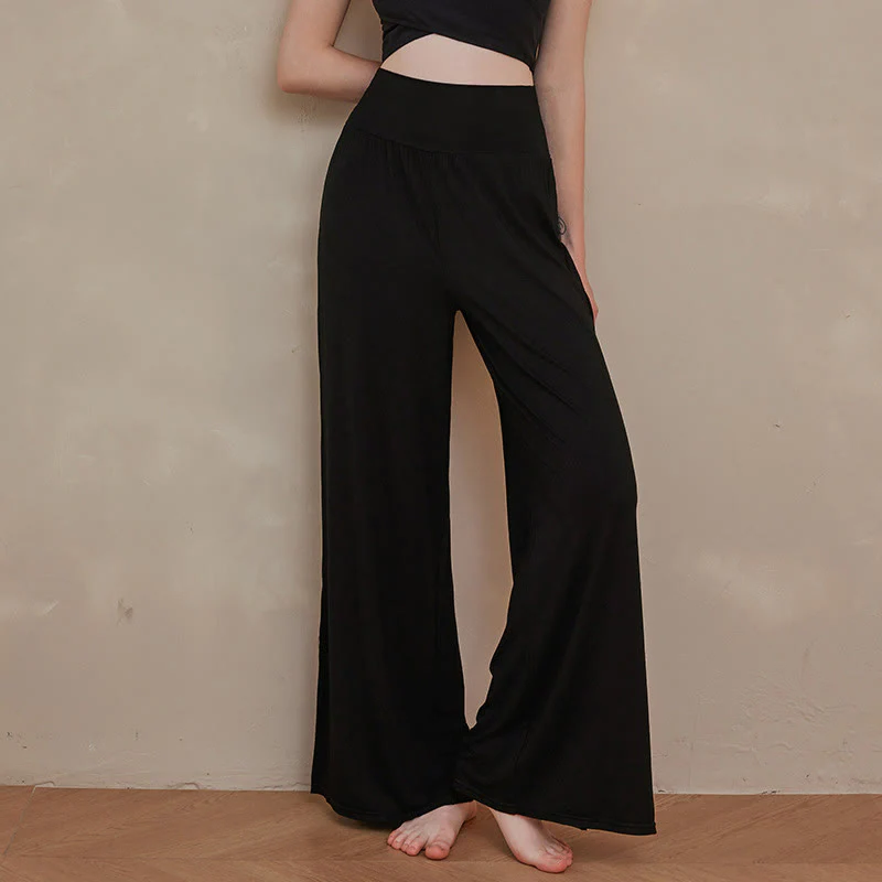 Pantaloni larghi da donna in cotone elasticizzato con vita alta e tinta unita casual Buddha Stones - Image 13