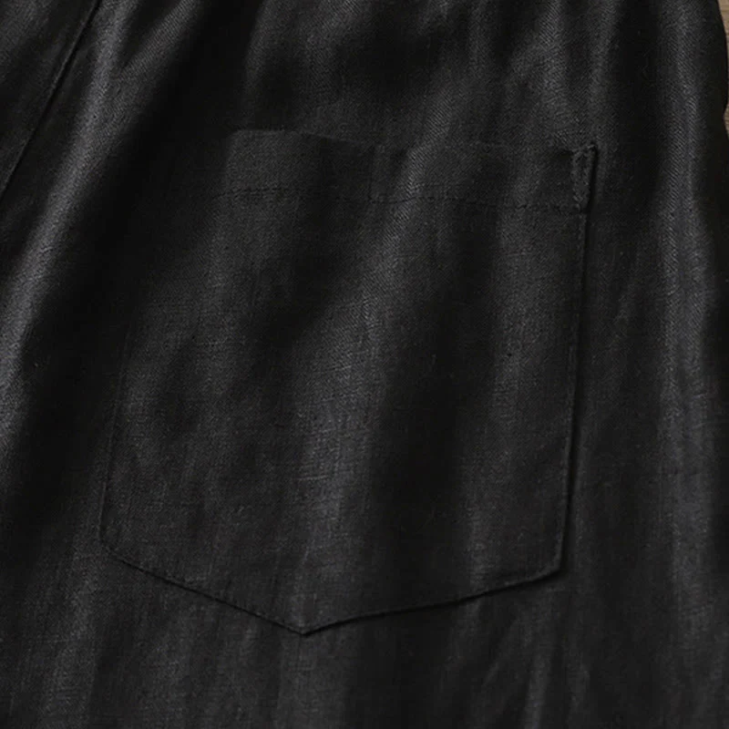 Pantaloni larghi da donna in cotone tinta unita con bottoni e tasche, modello Buddha Stones - Image 20