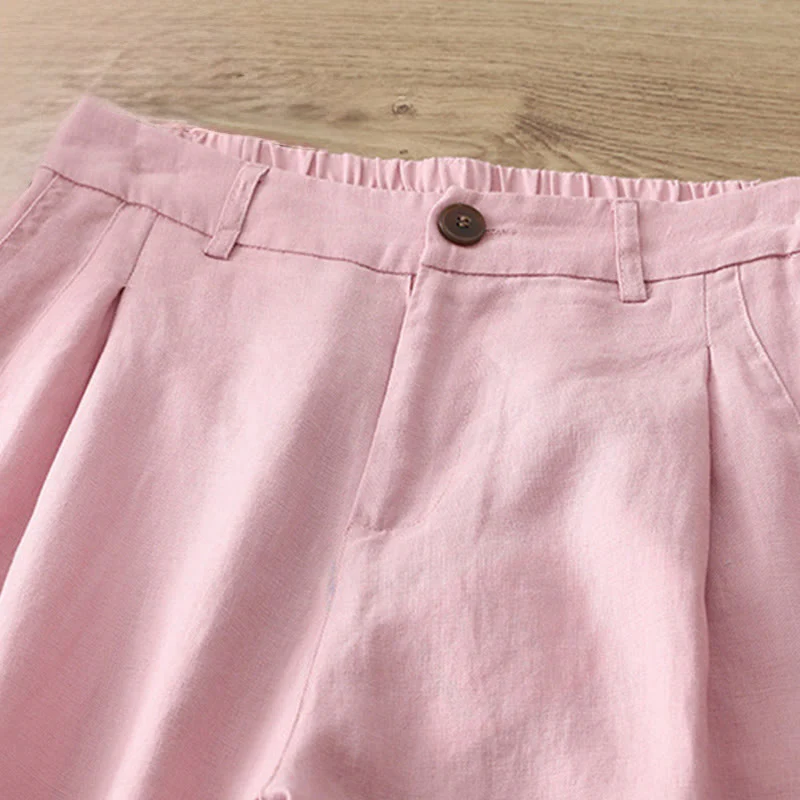Pantaloni larghi da donna in cotone tinta unita con bottoni e tasche, modello Buddha Stones - Image 28