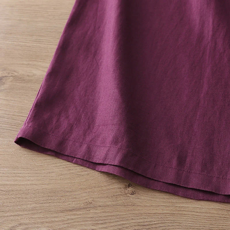 Pantaloni larghi da donna in cotone tinta unita con bottoni e tasche, modello Buddha Stones - Image 33