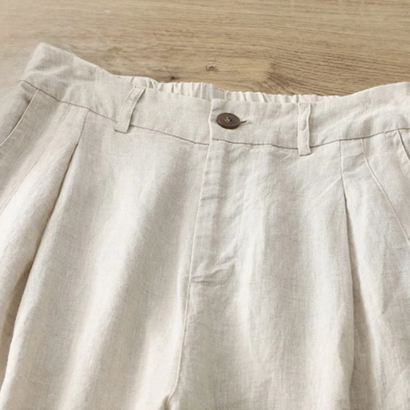 Pantaloni larghi da donna in cotone tinta unita con bottoni e tasche, modello Buddha Stones - Image 38