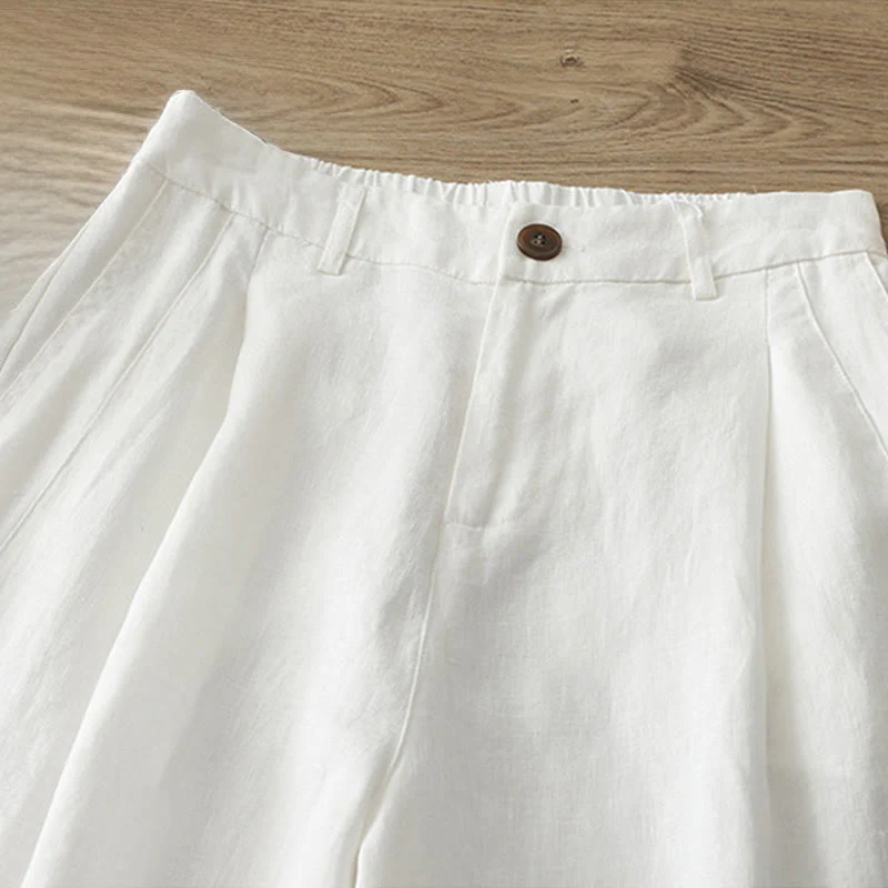 Pantaloni larghi da donna in cotone tinta unita con bottoni e tasche, modello Buddha Stones - Image 8