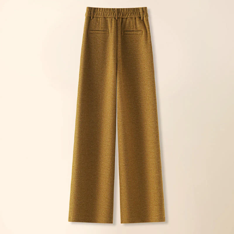 Pantaloni larghi da donna in lana spessa e cotone con bottoni semplici Buddha Stones e tasche - Image 7
