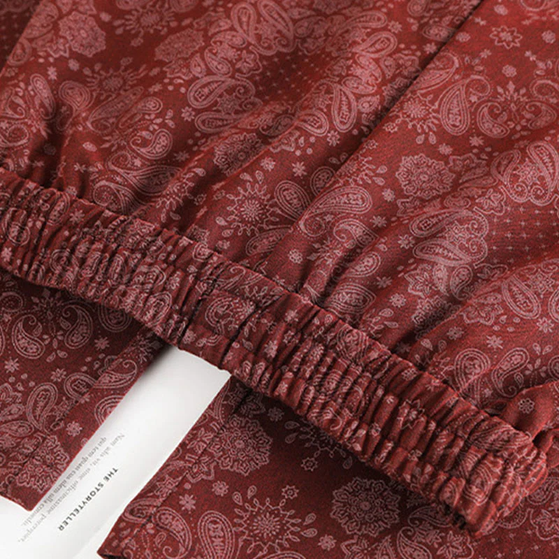 Pantaloni larghi da donna in poliestere con motivo floreale casual Buddha Stones e tasche - Image 11