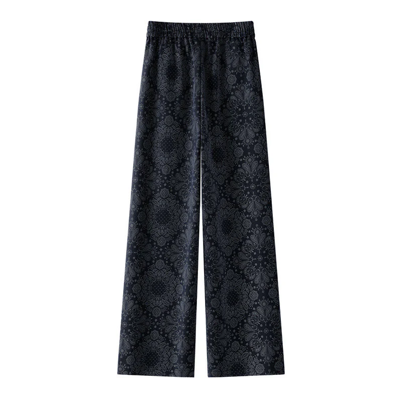 Pantaloni larghi da donna in poliestere con motivo floreale casual Buddha Stones e tasche - Image 2