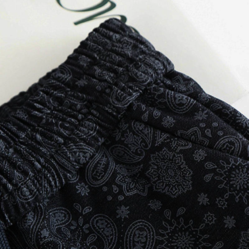 Pantaloni larghi da donna in poliestere con motivo floreale casual Buddha Stones e tasche - Image 3