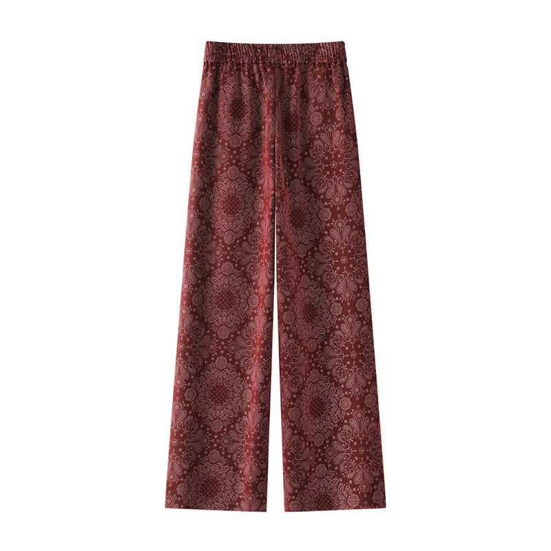 Pantaloni larghi da donna in poliestere con motivo floreale casual Buddha Stones e tasche - Image 7