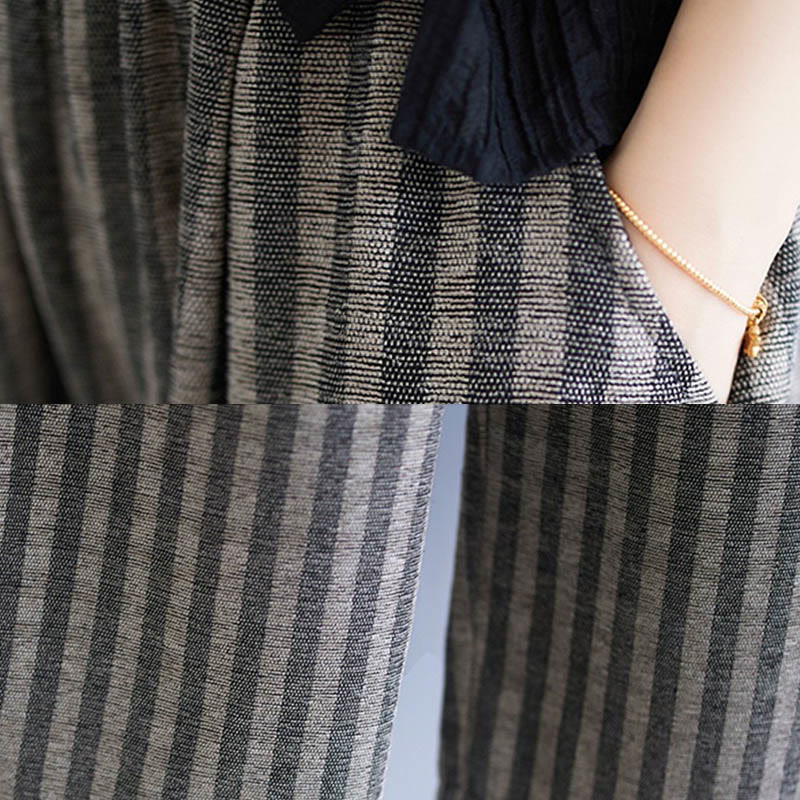 Pantaloni larghi da donna in poliestere con tasche, a righe, in velluto a coste, casual, da 7-8 Buddha Stones - Image 13