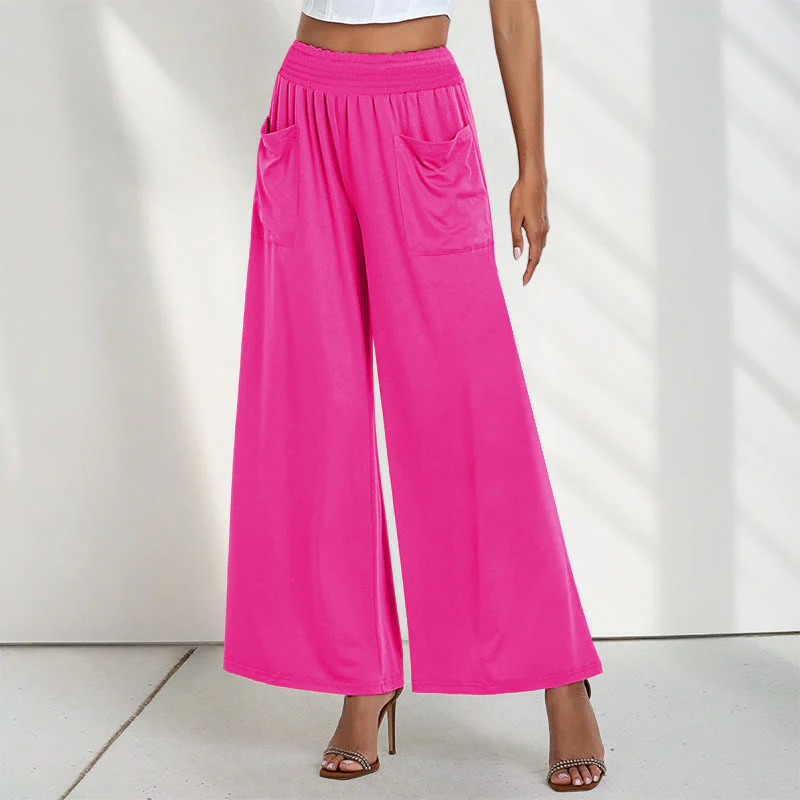 Pantaloni larghi da donna in poliestere con tasche, casual, a vita alta, semplici e larghi, con Buddha Stones - Image 10