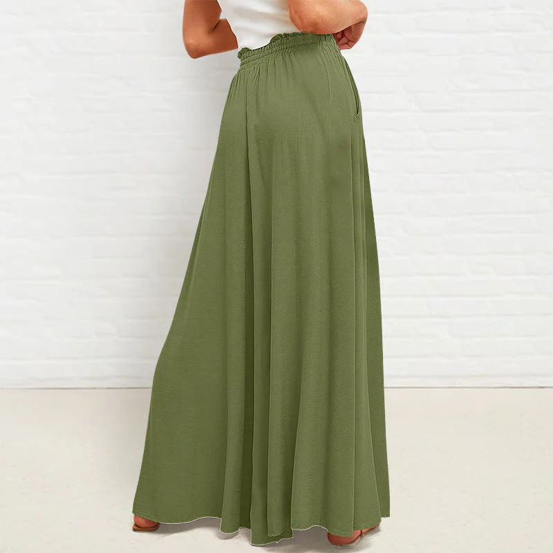 Pantaloni larghi da donna in poliestere con tasche, casual, elastici, a vita alta, semplici, Buddha Stones - Image 25