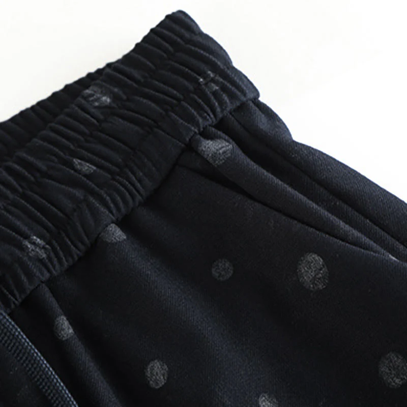 Pantaloni larghi da donna in poliestere con tasche e motivo a pois bianchi casual Buddha Stones - Image 5