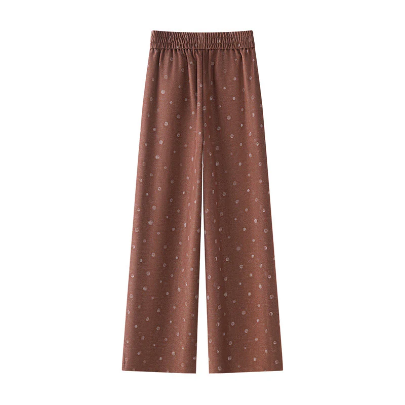 Pantaloni larghi da donna in poliestere con tasche e motivo a pois bianchi casual Buddha Stones - Image 7
