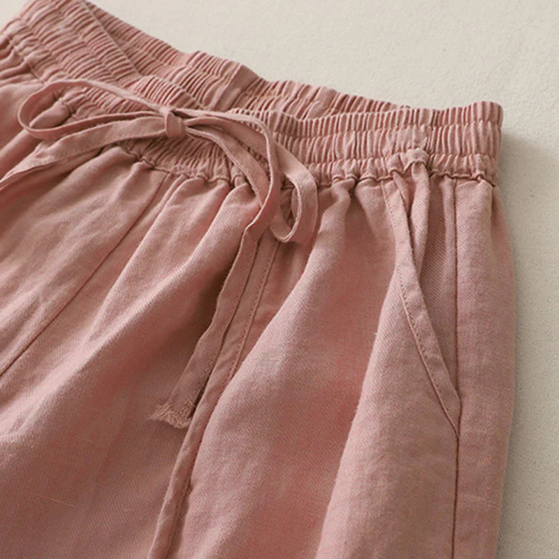 Pantaloni larghi da donna in poliestere, con tasche, lunghezza 7-8, tinta unita, stile casual , Buddha Stones - Image 7