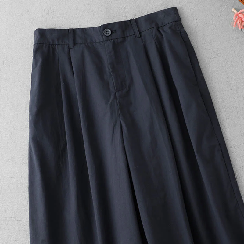 Pantaloni larghi da donna in poliestere, lunghezza 7-8, con tasche, a vita alta, casual e semplici, modello Buddha Stones - Image 2