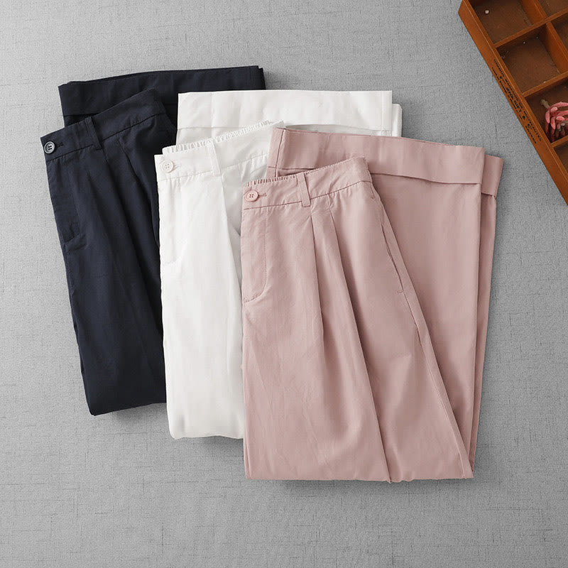 Pantaloni larghi da donna in poliestere, lunghezza 7-8, con tasche, a vita alta, casual e semplici, modello Buddha Stones - Image 21
