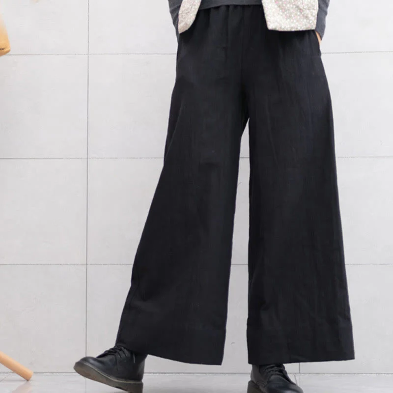 Pantaloni larghi da donna in ramiè con tasche, casual e semplici, Buddha Stones - Image 17