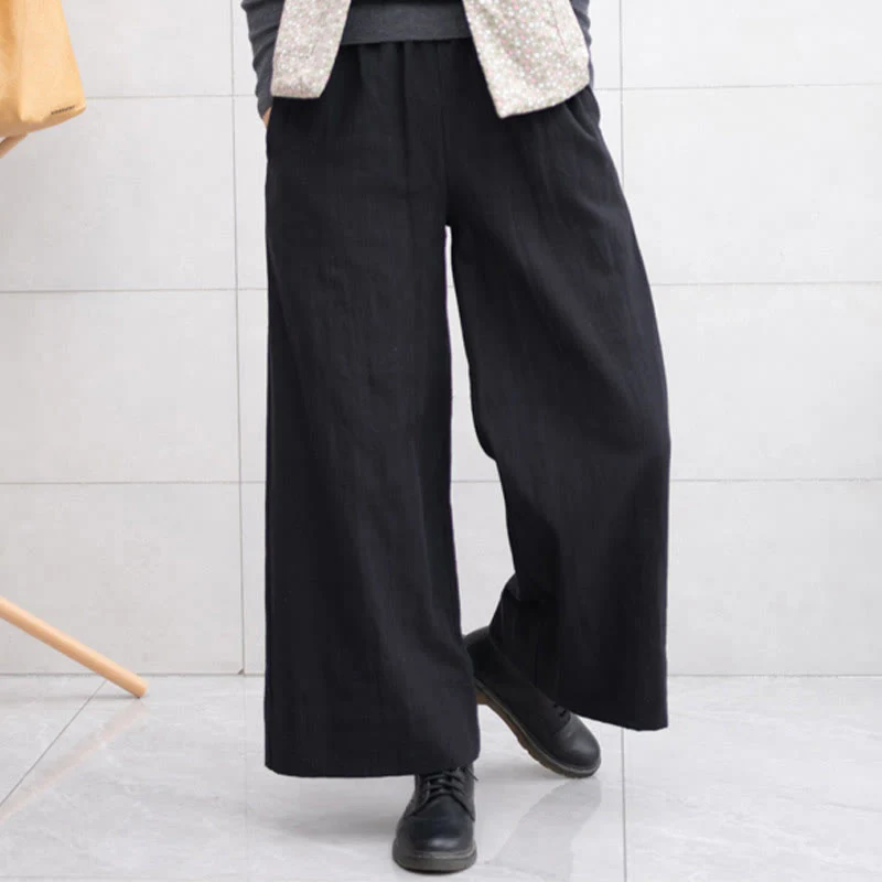 Pantaloni larghi da donna in ramiè con tasche, casual e semplici, Buddha Stones - Image 20