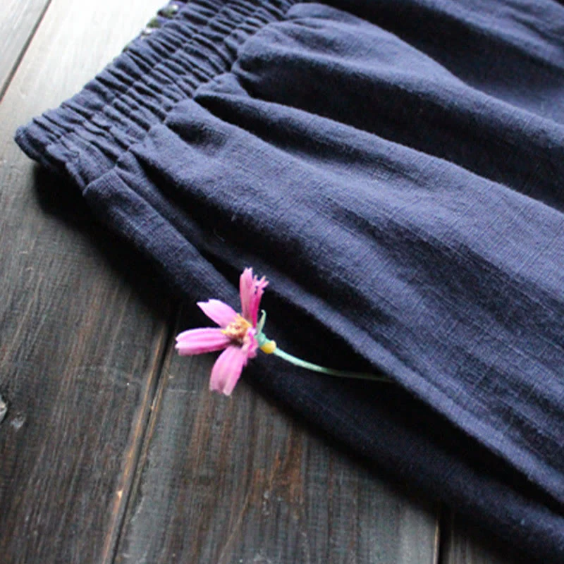Pantaloni larghi da donna in ramiè con tasche, casual e semplici, Buddha Stones - Image 6