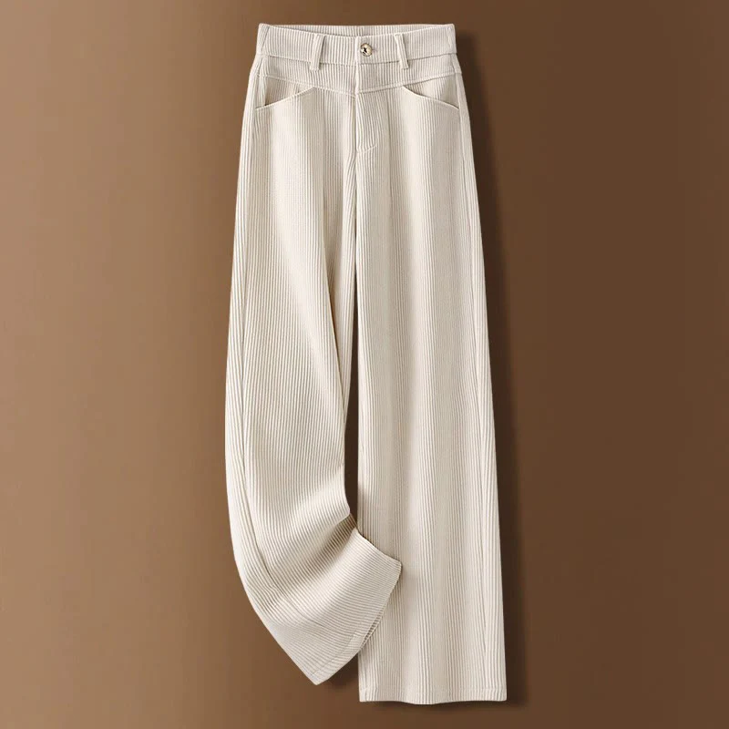 Pantaloni larghi da donna in velluto a coste di cotone con tasche e gamba dritta invernale Buddha Stones