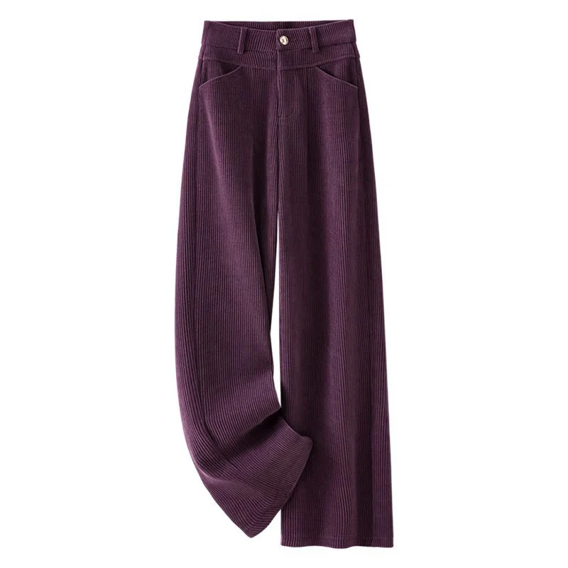 Pantaloni larghi da donna in velluto a coste di cotone con tasche e gamba dritta invernale Buddha Stones - Image 12