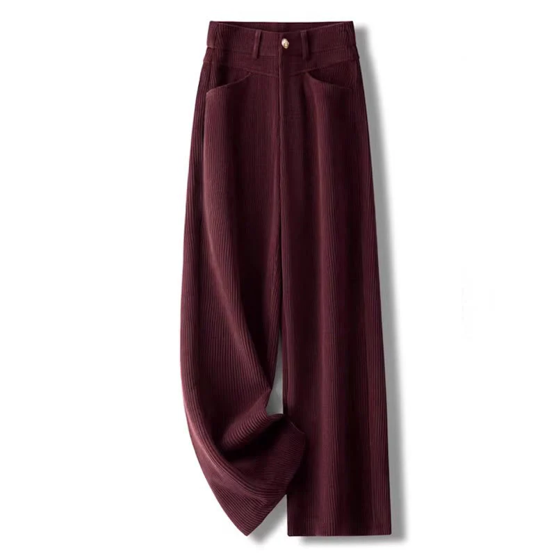 Pantaloni larghi da donna in velluto a coste di cotone con tasche e gamba dritta invernale Buddha Stones - Image 14