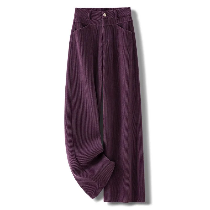 Pantaloni larghi da donna in velluto a coste di cotone con tasche e gamba dritta invernale Buddha Stones - Image 6